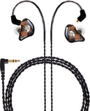 In-Ear Monitor Headphones Dual Dynamic Drivers in Ear Earphones Detachable MMCX Cable Musicians In-Ear Earbuds Headphones (BC100 Brown, with No Mic)