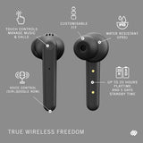 True Wireless Earphones 20H Playtime Wireless Charging Case and Bluetooth 5.0, Noise Cancelling Earphones with Touch Controls + Built-In Mic, Compatible with Android and Ios – Paris, Black