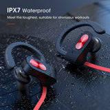 Bluetooth Headphones V5.0, Flame Running Headphones W/16 Hrs Playtime, Bass+ HD Stereo Wireless Sports Earphones W/Ipx7 Waterproof Earbuds in Ear for Workout, Gym W/Cvc6.0 Noise Cancelling Mic Red