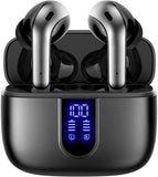 Bluetooth Headphones True Wireless Earbuds 60H Playback LED Power Display Earphones with Wireless Charging Case IPX5 Waterproof In-Ear Earbuds with Mic for TV Smart Phone Laptop Computer Sports