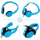 Kids Headphones Wired over Ear Headphone Lightweight Stereo Headset Adjustable Headband Headset with Mic 3.5Mm Foldable Earphone for Kids Boys Girls Adult Online Learning School Laptop Travel (Blue)