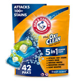 plus Oxiclean 5-In-1 Laundry Detergent Packs Laundry Soap Pods, Fresh Scent, 42 Count