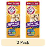 (2 Pack)  Double Duty Cat Litter Deodorizer and Pet Odor Eliminator, 33 Oz Box Arm and Hammer