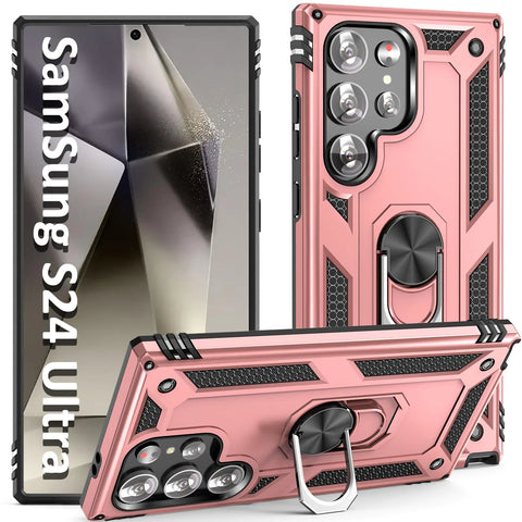 ADDIT Case for Samsung Galaxy S24 Ultra Phone Case Samsung S24 Ultra Case for Woman Military Grade Heavy Duty with Kickstand Ring Support Magnet Car Mount for Samsung S24 Ultra Case Rose Gold