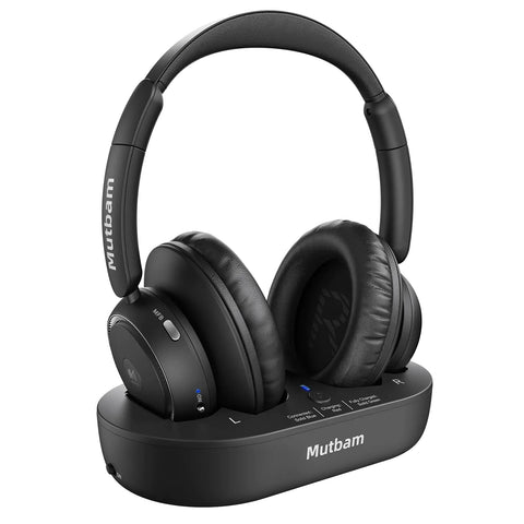 Mutbam Wireless Headphones for TV TV Headphones Wireless for Seniors TV Headphones Wireless with Transmitter Charging Base Precise Sync Without Delay Gift for The Elderly & Hard of Hearing
