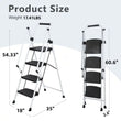 White Four-step Ladder, Light Folding Four-step Stool, Wide Anti-skid Pedal And Safety Handle, Strong Steel Ladder, Multi-purpose Ladder, Applicable To Family, Kitchen, Office Elevator