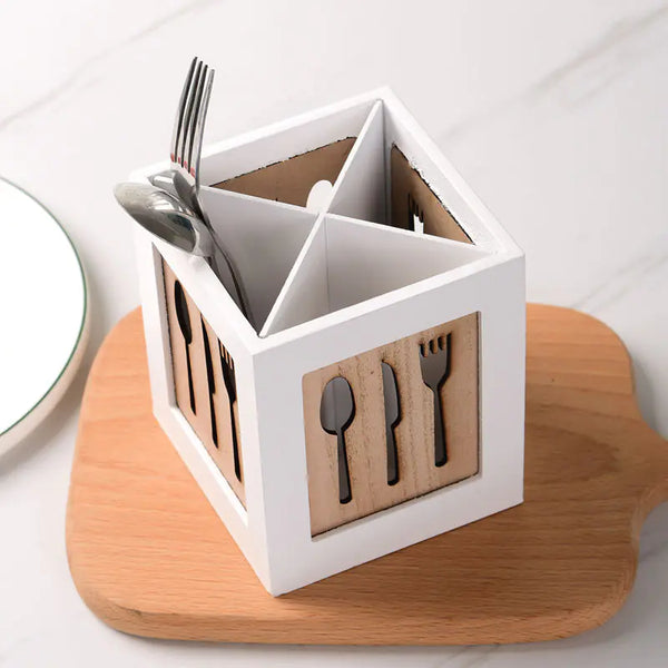 Multifunctional Wooden Storage Box for Kitchen Utensils
