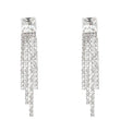 Sterling Silver Needle Sparkling Long Fringed Zircon Earrings