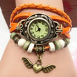 Vintage casual flying heart pendant bracelet belt watch