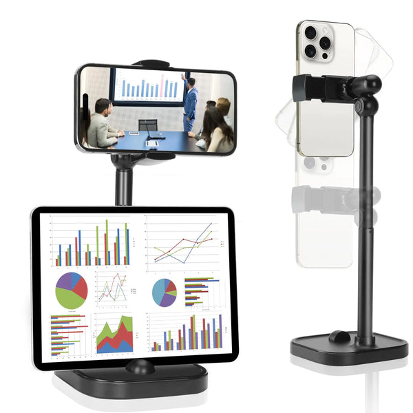 Zarcaco Cell Phone Stand Adjustable Phone Holder for Desk2-in-1 Phone and iPad Stand Office Desk AccessoriesPhone Mount for iPhoneiPhone Stand for Desk fits Tablets iPad Switch Kindle