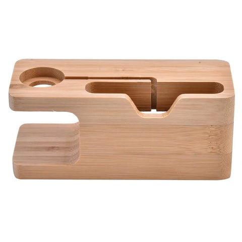 Bamboo Cell phone Charging Station Dock Wood Charging Station Wooden Phone Stand for iWatch &