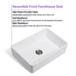 Single Basin Ceramic Farmhouse Kitchen Sink With Basket Strainer