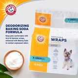 for Pets Male Dog Wraps, X-Small 12Ct | Super Absorbent Dog Wraps for Male Dogs |  Baking Soda Enhanced Doggie Diapers for Odor Control, Dog Diapers Male, Male Dog Diapers