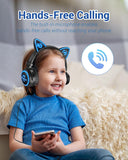 Cat Ear Bluetooth Headphones with Microphone, LED Light up over Ear Headphones, Volume Control and Foldable Headset for Tablet/Pc/Ipad/Cell Phones, Gift for Kids Boys & Girls