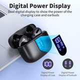 Bluetooth Headphones True Wireless Earbuds 60H Playback LED Power Display Earphones with Wireless Charging Case IPX5 Waterproof In-Ear Earbuds with Mic for TV Smart Phone Laptop Computer Sports