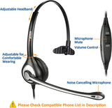 Corded Telephone Headset Monaural with Noise Canceling Mic + Quick Disconnect Work for Yealink SIP-T19P T20P T21P T22P T26P T28P T32G T41P T38G T42G T46G T48G Avaya 1608 9611G IP Phones(600Qy1)