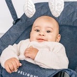 Alpine Deluxe Portable Baby Bouncer, for Infants 0-6 Months, Quilted Indigo