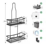 Hanging Shower Caddy, Rustproof Shower Shelf Racks over Shower Head - No Drilling Bathroom Organizer for Shampoo with Soap Holder