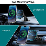 Magnetic Wireless Car Charger,Fast Charging Air Vent/Dashboard Phone Holder Mount for Iphone 15 14 13 12 Pro plus Max Mini