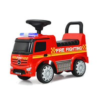 GLACER Ride on Fire Truck Licensed Mercedes Benz Sliding Walking Car for Toddlers w/Horn Music Lights Under Seat Storage Foot-to-Floor Ride on Toy for Toddlers Boys & Girls