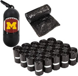 NCAA MICHIGAN WOLVERINES LICENSED Poop Waste Bag Dispenser and Leash D Ring with 300 Premium Pet Waste Bags