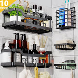 Shower Caddy Bathroom Organizer, 5 PCS No Drilling Adhesive Shower Caddy Shelf Organizer for Bathroom, Black