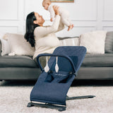 Alpine Deluxe Portable Baby Bouncer, for Infants 0-6 Months, Quilted Indigo