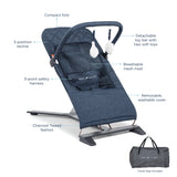 Alpine Deluxe Portable Baby Bouncer, for Infants 0-6 Months, Quilted Indigo