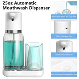 25Oz Electric Mouthwash Dispenser for Bathroom,Plastic Dispenser with Cup Holder