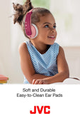 Bluetooth Kids Headphones, 16 Hours Play Time, Active Volume Limiter, Comfortable and Easy-To-Clean Soft Ear Pads, 7-Step Length Adjuster, Fun Stickers Included - HAKD10WP (Pink)