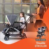 Sit N' Stand Travel Double Stroller W/ Single Car Seat, Magnolia