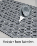 Shower Mat Non Slip Bath Mat for Tub and Shower Floor Mat Machine Washable Bathtub Mat with Suction Cups and Drain Holes Shower Mat for Bathtub 15.5"X27.5" Dark Grey Bathroom Accessories