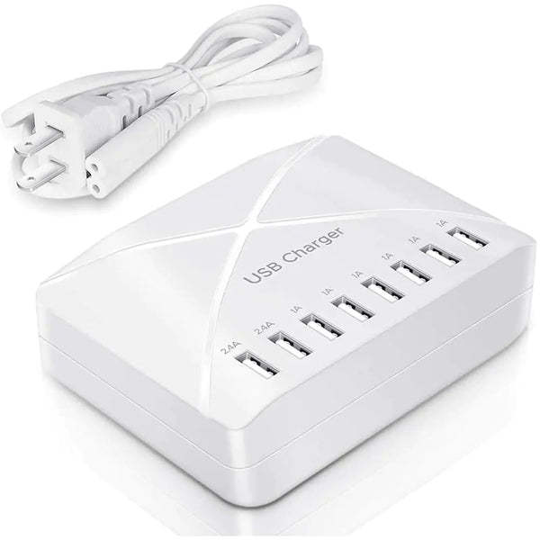 USB 8 Port Desktop Portable Charging Station Suitable for Charging Multiple Devices simultaneously Super Compatible with Mobile Phones Tablets Bluetooth Earphones and Other USB Charging Devices