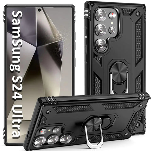 ADDIT Case for S24 Ultra Phone Case Samsung Galaxy S24 Ultra Case Military Grade Heavy Duty with Ring Holder Stand Support Magnet Car Mount for Samsung Galaxy S24 Ultra Case Black