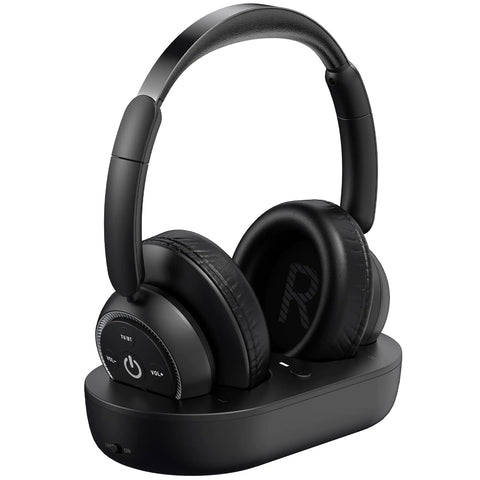 ROSIDA Wireless Headphones for TV Watching TV Headphones Wireless for Seniors with TV Transmitter Charging Base Bluetooth Headphones for TV No Audio Delay Gift for The Seniors or Parents Black