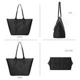 GM LIKKIE Nylon Tote Bags for Women, Top-Handle Shoulder Purse, Foldable Weekend Hobo Handbag (Black)