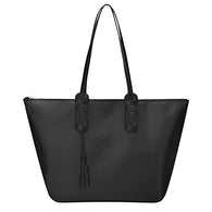 GM LIKKIE Nylon Tote Bags for Women, Top-Handle Shoulder Purse, Foldable Weekend Hobo Handbag (Black)