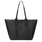 GM LIKKIE Nylon Tote Bags for Women, Top-Handle Shoulder Purse, Foldable Weekend Hobo Handbag (Black)