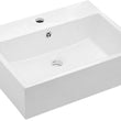 Floating Bathroom Sink Wall Mounted - Lordear 21"x16" Bathroom Vessel Sink Floating Wall Hung Sink Rectangle White Porcelain Ceramic Vessel Vanity Sink Art Basin with Faucet Hole and Overflow