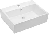 Floating Bathroom Sink Wall Mounted - Lordear 21"x16" Bathroom Vessel Sink Floating Wall Hung Sink Rectangle White Porcelain Ceramic Vessel Vanity Sink Art Basin with Faucet Hole and Overflow