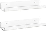 Acrylic Floating Shelves, 1 Pack of two 36 inches Invisible Acrylic Floating Wall Ledge Shelf, Wall Mounted Nursery Kids Bookshelf, Spice Rack, Bathroom Storage Shelves for Cosmetics, Photos, Books, Spice