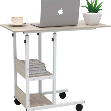 JACENTHOME Home Office Desk 31x16'' Moveable Height Adjustable Creative PC Notebook Standing Laptop Cart End Side Table with Wheels for Study Room...