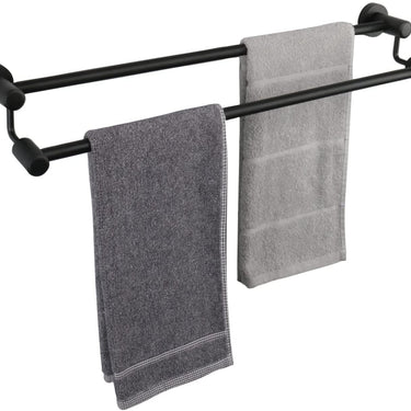 TocTen Double Bath Towel Bar - Thicken SUS304 Stainless Steel Towel Rack for Bathroom, Bathroom Accessories Double Towel Rod Heavy Duty Wall Mounted Towel... Color:Black