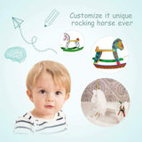 labebe - Wooden Rocking Horse, Baby Wood Ride On Toys for 18 Months Up, White Rocker Toy for Kid, Toddler Ride Animal Indoor/Outdoor, Boy&Girl Rocking Animal, Infant Ride Toy, Christmas/Birthday Gift