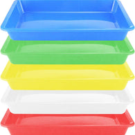 Plastic Art Trays,5 Pieces Stackable Activity Tray Crafts Organizer Tray Serving Tray Jewelry Tray for DIY Projects, Painting, Beads, Organizing Supply,5 Color (9.6 x 7.08 x 0.94 inch)
