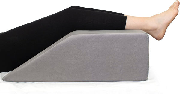 Leg Elevation Pillow with Memory Foam Top - Elevated Leg Rest Pillow for Circulation, Swelling, Knee Pain Relief - Wedge Pillow for Legs, Sleeping, Reading, Relaxing - Removable Washable Cover - 8inch