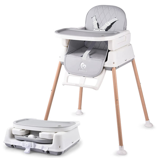 3 in 1 Baby High Chair, Bellababy Adjustable Convertible Baby High Chairs for Babies and Toddlers, Compact/Light Weight/Portable/Easy to Clean (A little dent underneath)
