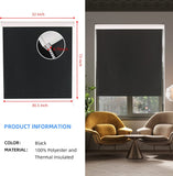 JDALL Roller Blinds for Windows Blackout Waterproof Fabric Thermal Insulated, UV Protection ,Window Shades Perfect for Living Room, Office, Bedrooms and More, Easy to Install (32" W x 72" L, Black)