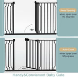 Galle Bear Extra Wide Gate Pressure Mount Extra Wide Dog Gate Tension Indoor Safety Dog Gates Black Metal Large Pet Gate for Stairs