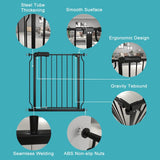 Galle Bear Extra Wide Baby Gate Pressure Mount Extra Wide Dog Gate Tension Indoor Safety Dog Gates Black Metal Large Pet Gate for Stairs